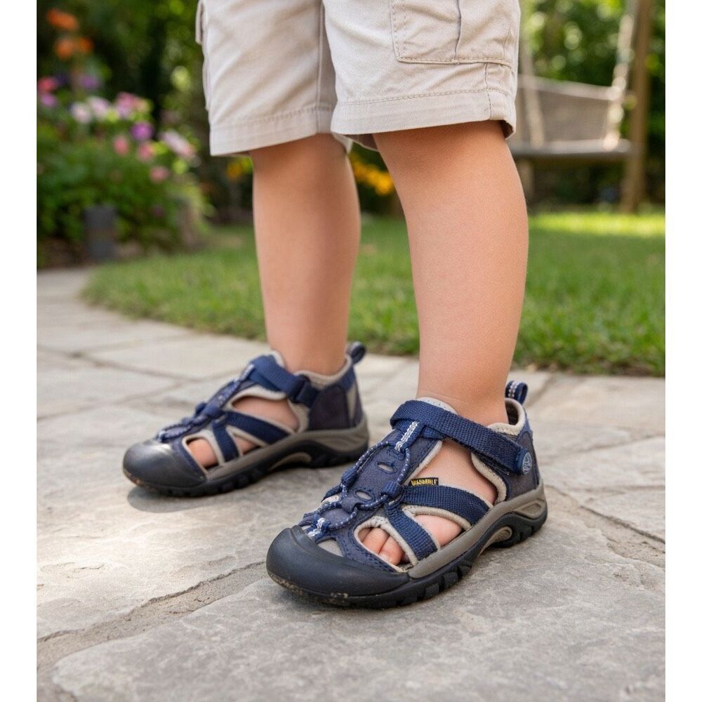 KEEN Venice H2 Hiking Waterproof Comfort Sandals Navy Blue And Grey Youth Size 5
